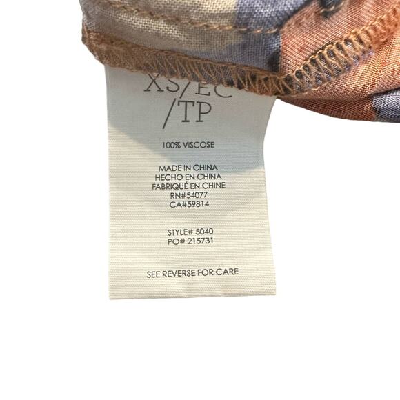 Cabi Womens tank blouse Style 5040 orange purple pattern button down Size XS - Picture 6 of 8